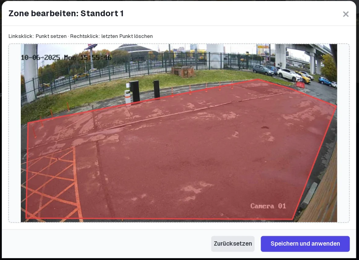 Editor zum Zeichnen einer Zone im Kamerabild